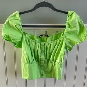 Lime Green Zara Puff-sleeve Top